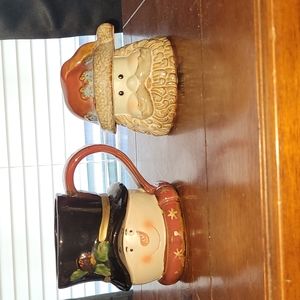 Kirkland’s Christmas Holiday Santa Candle Holder And A Snowman Christmas Mug